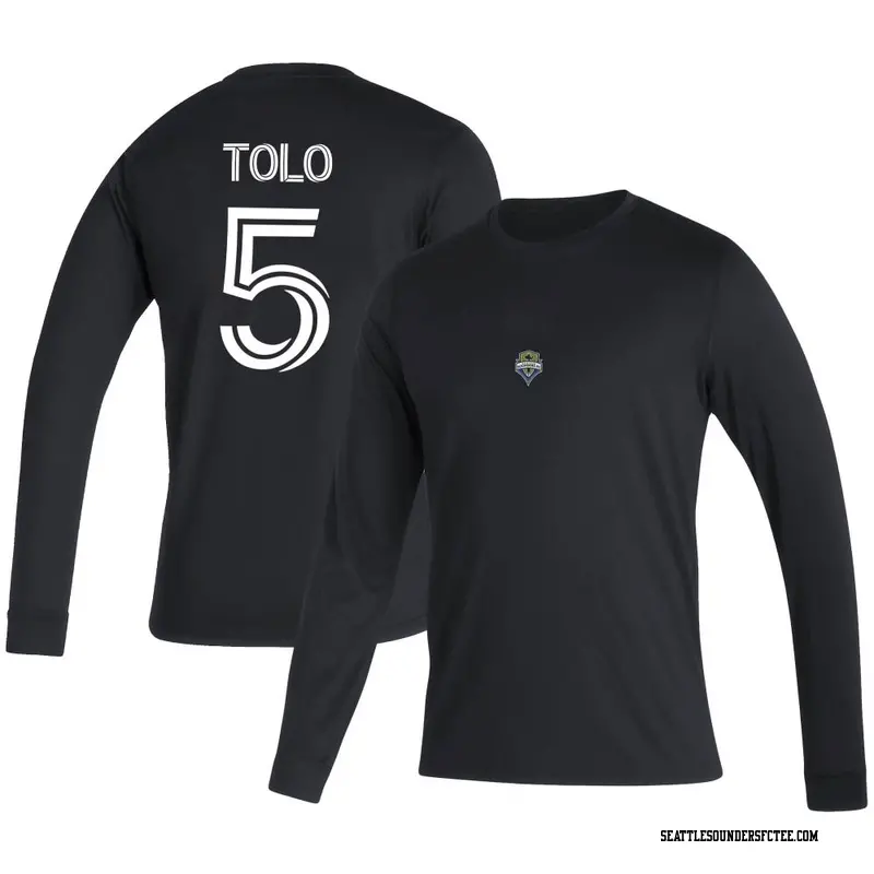 Men's Seattle Sounders FC ＃5 Nouhou Tolo Black Name & Number Club Long Sleeve T-Shirt