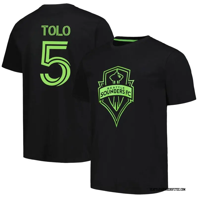 Men's Seattle Sounders FC ＃5 Nouhou Tolo Black Name & Number Culture Heavy T-Shirt