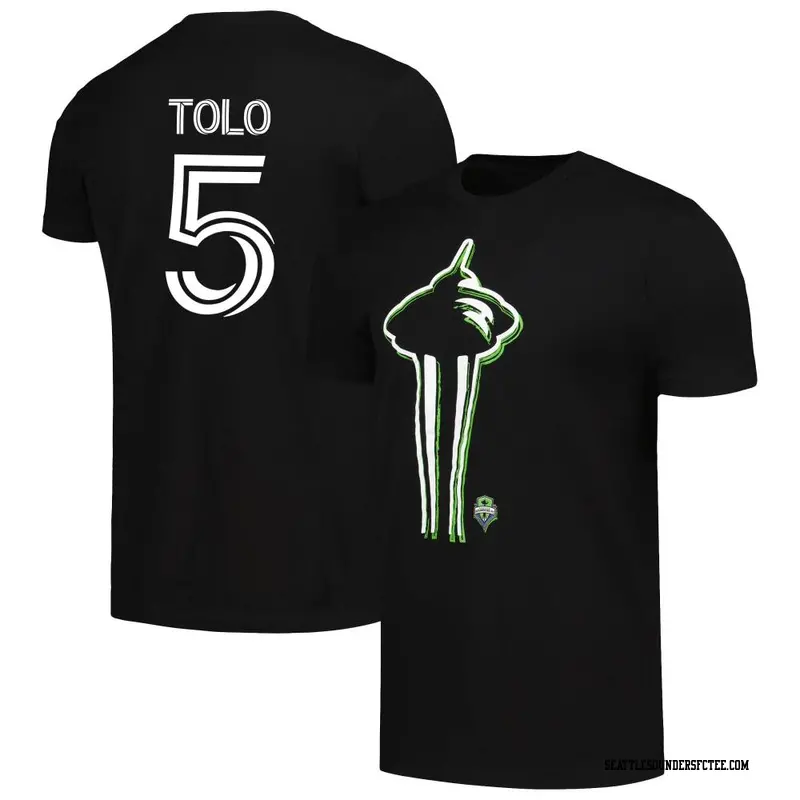 Men's Seattle Sounders FC ＃5 Nouhou Tolo Black Name & Number Element T-Shirt