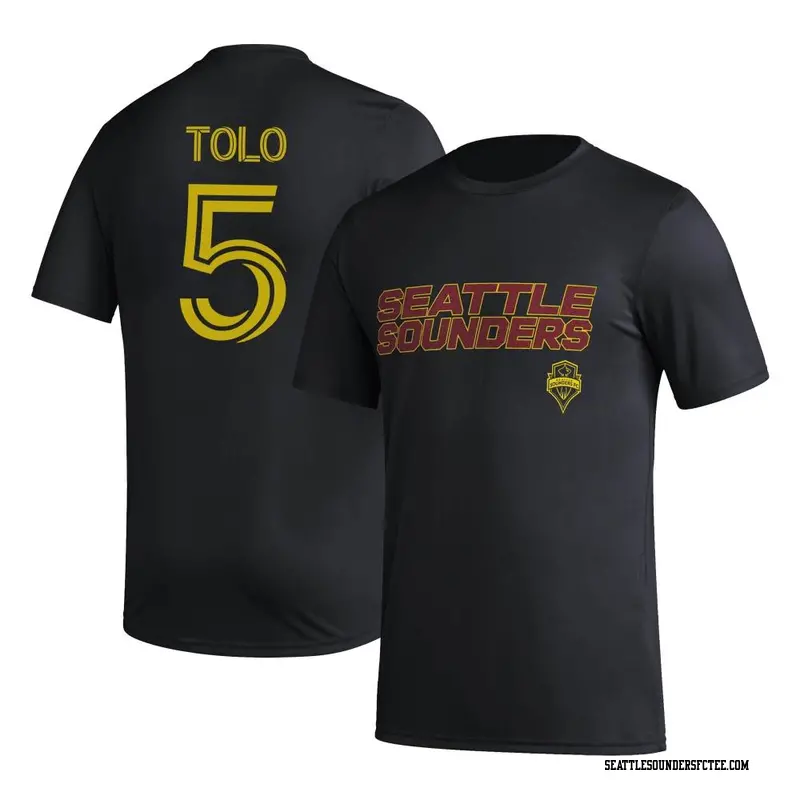 Men's Seattle Sounders FC ＃5 Nouhou Tolo Black Name & Number Hook T-Shirt