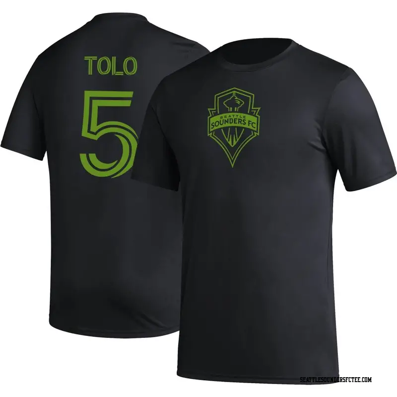 Men's Seattle Sounders FC ＃5 Nouhou Tolo Black Name & Number Icon T-Shirt