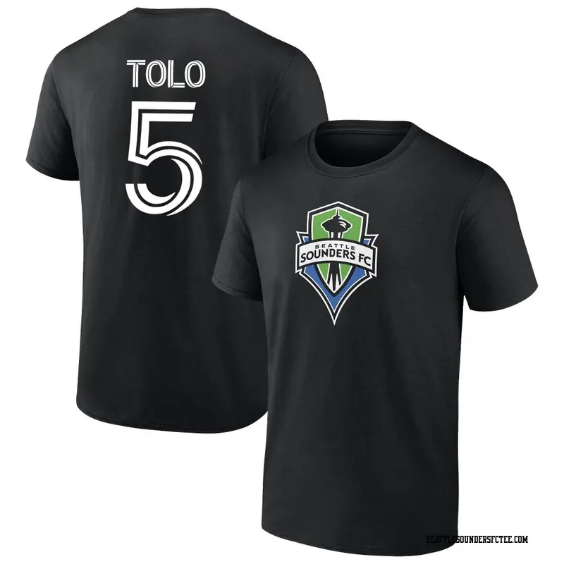 Men's Seattle Sounders FC ＃5 Nouhou Tolo Black Name & Number T-Shirt