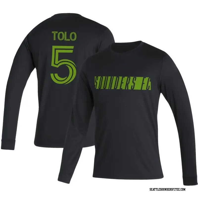 Men's Seattle Sounders FC ＃5 Nouhou Tolo Black Name & Number Vintage Long Sleeve T-Shirt