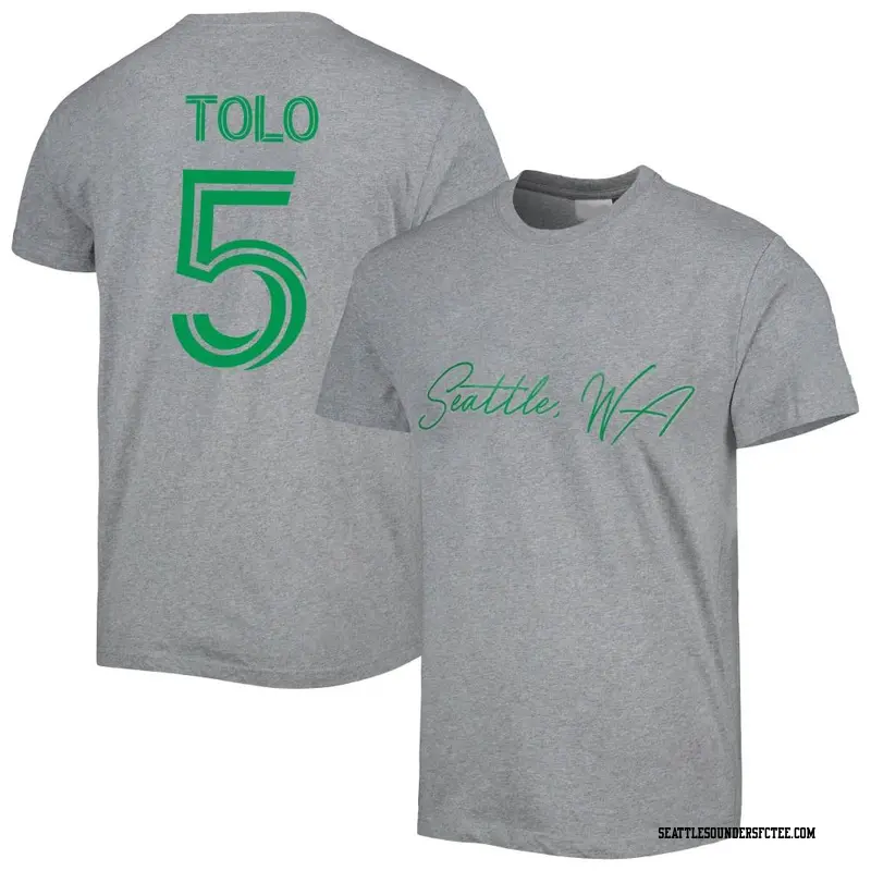 Men's Seattle Sounders FC ＃5 Nouhou Tolo Gray Name & Number City T-Shirt