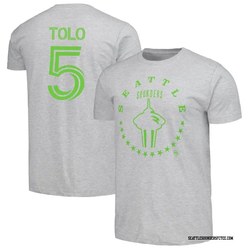 Men's Seattle Sounders FC ＃5 Nouhou Tolo Gray Name & Number Coin T-Shirt