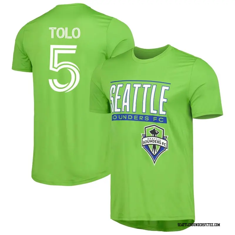 Men's Seattle Sounders FC ＃5 Nouhou Tolo Green Rave Name & Number Club Performance T-Shirt