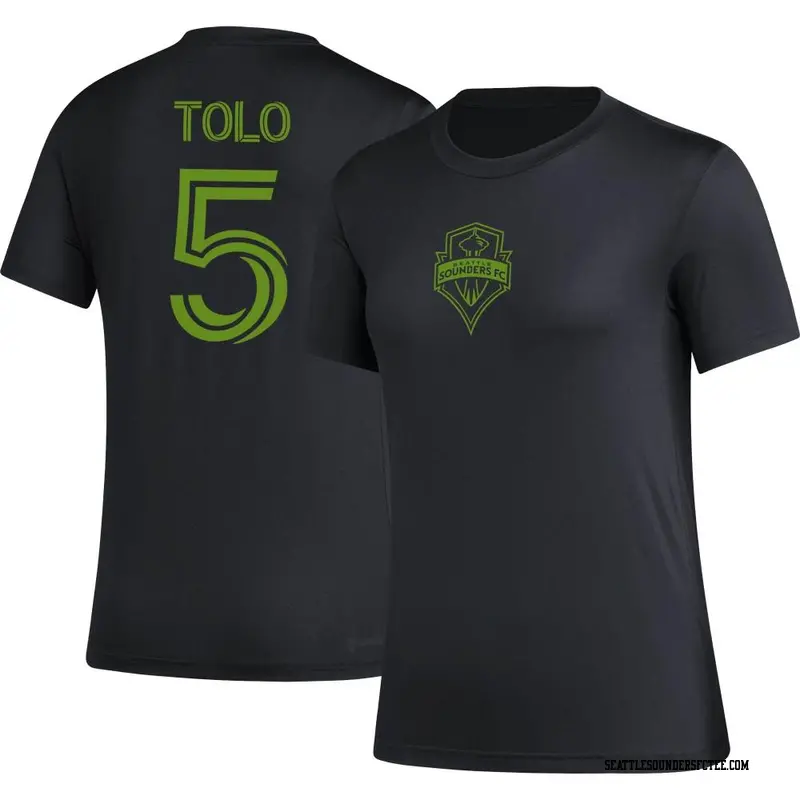 Women's Seattle Sounders FC ＃5 Nouhou Tolo Black Name & Number Icon T-Shirt